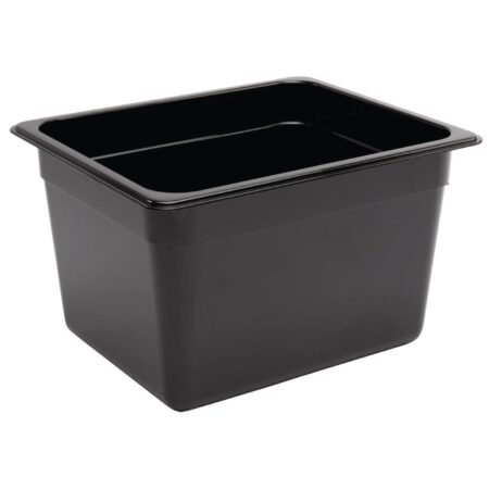 Vogue Black Polycarbonate 1/2 Gastronorm Container 200mm