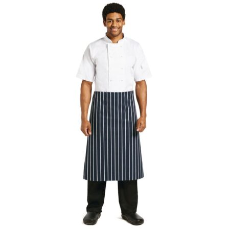 Whites Butchers Stripe Waist Apron Navy