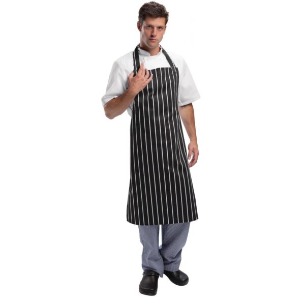 Whites Butchers Stripe Apron Black