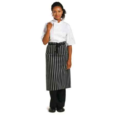 Whites Butchers Stripe Waist Apron Black