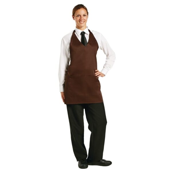 Whites V Neck Service Apron Chocolate