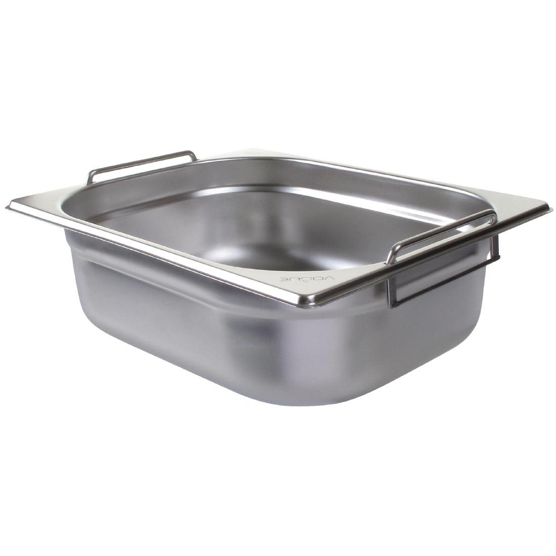 Vogue Stainless Steel 1/2 Gastronorm Pan with Handles 100mm