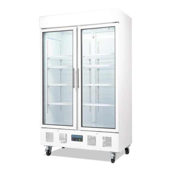 Polar Two Door Upright Display Cabinet 944Ltr White