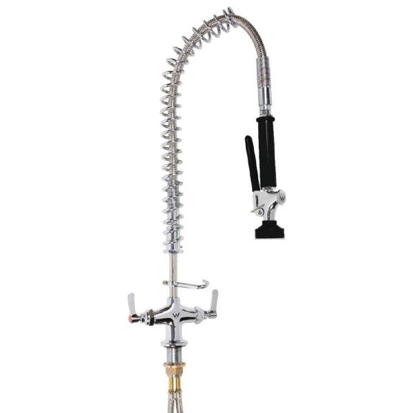 3monkeez Dual Hob Mounted Pre-Rinse Spray Tap Unit with Black Handle