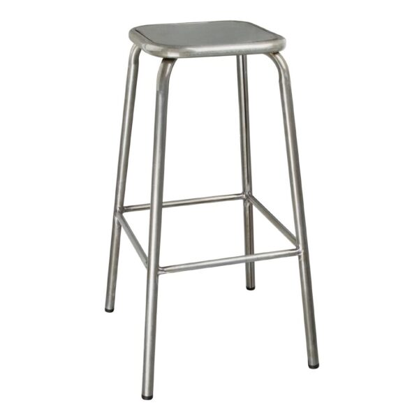 Bolero Galvanised Steel High Stool with Metal Seatpad (Pack of 4