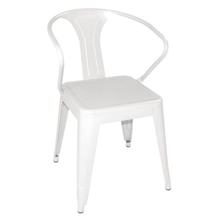 Bolero Steel Bistro Armchairs White (Pack of 4