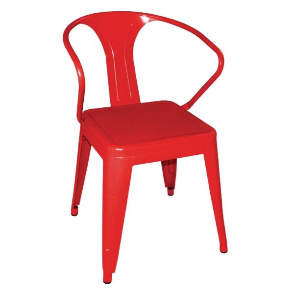 Bolero Steel Bistro Armchairs Red (Pack of 4