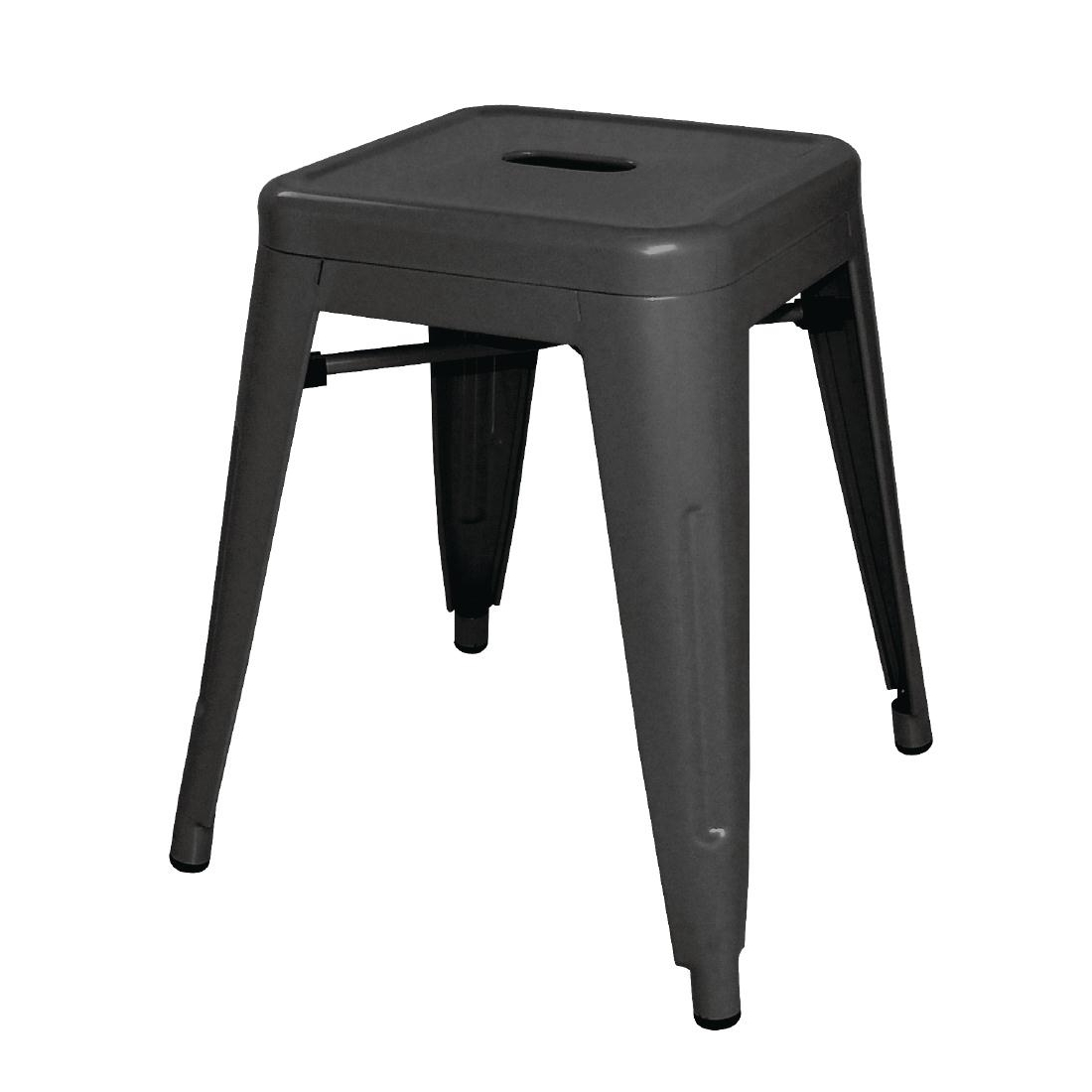 Bolero Steel Bistro Low Stools Black (Pack of 4