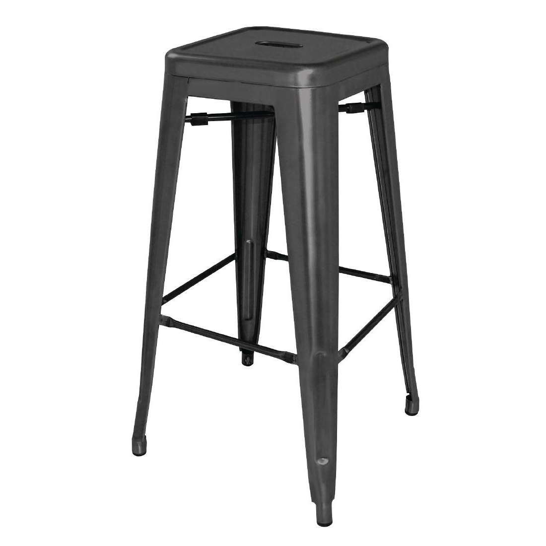 Bolero Steel Bistro High Stools Black (Pack of 4