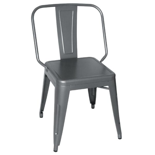 Bolero Steel Bistro Side Chairs Gun Metal Grey (Pack of 4