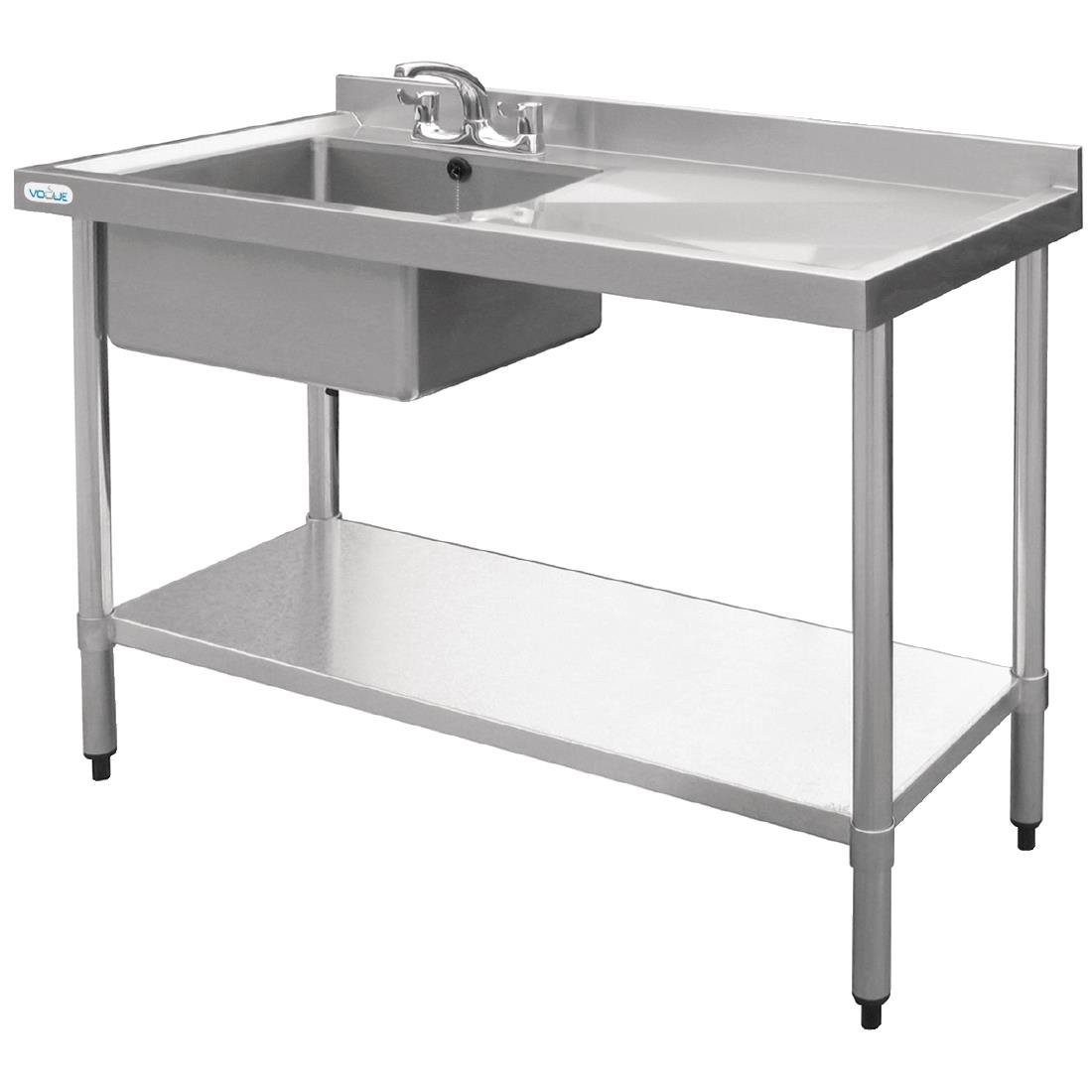 Vogue Stainless Steel Single Bowl Sink Right Hand Drainer 1000mm