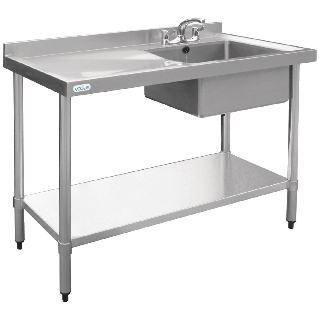Vogue Stainless Steel Single Bowl Sink Left Hand Drainer 1000mm