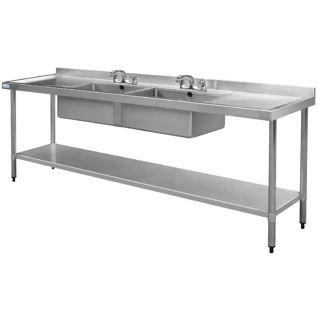 Vogue Stainless Steel Double Bowl Sink 2400mm