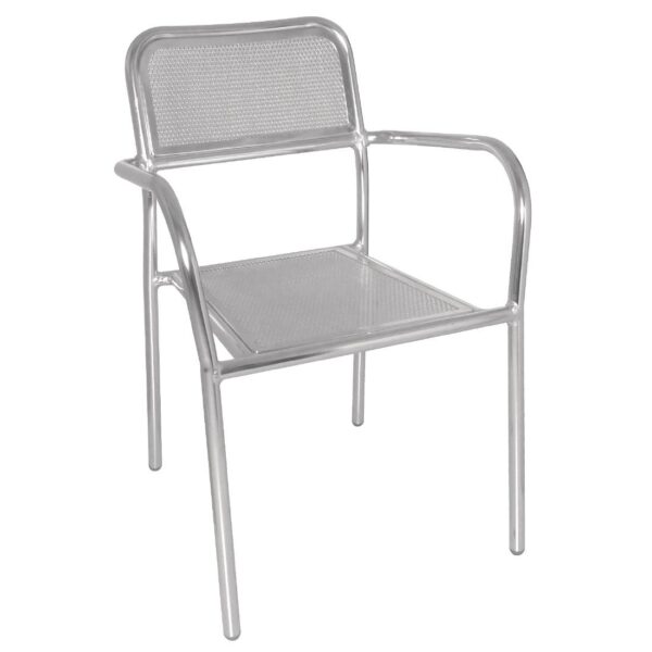 Bolero Aluminium Bistro Stacking Armchairs (Pack of 4