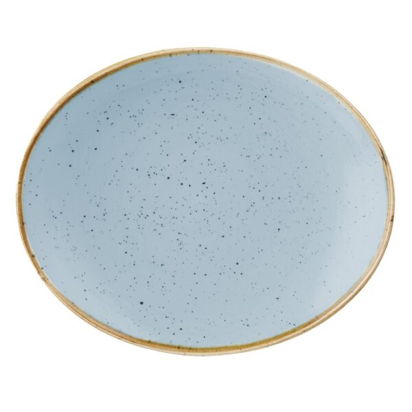 Churchill Stonecast Duck Egg Blue Oval Coupe Plate 192 x 160mm