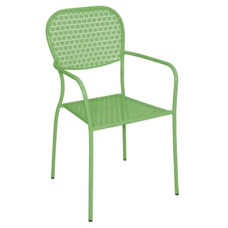 Bolero Green Steel Patterned Bistro Armchairs (Pack of 4