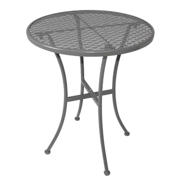 Bolero Grey Steel Patterned Round Bistro Table Grey 600mm