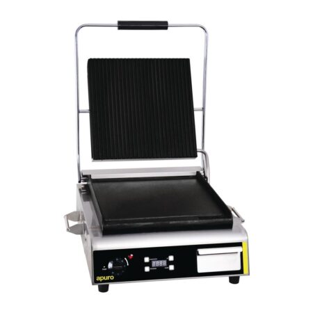 Apuro Jumbo Ribbed Top Flat Bottom Contact Grill