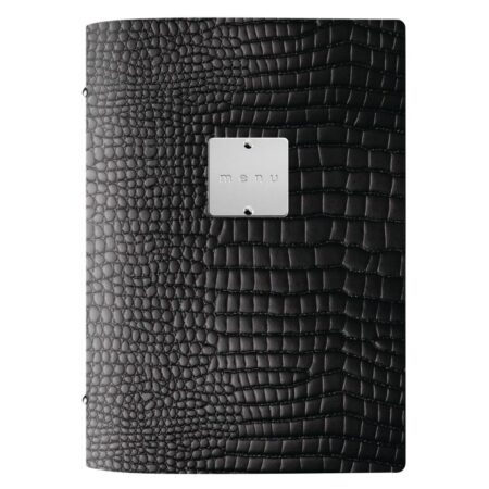 Black A5 Fashion Menu Holder Crocodile