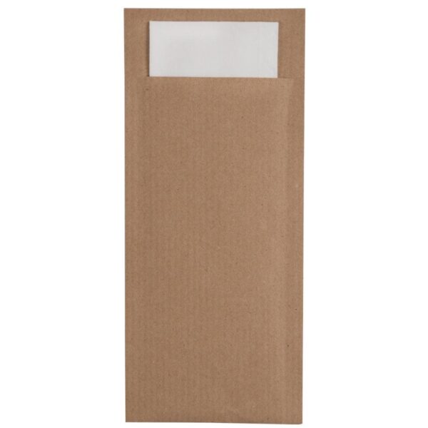 Europochette Kraft Brown Cutlery Pouch with White Napkin