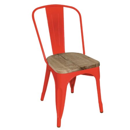Bolero Red Steel Dining Sidechairs with Wood Seatpad (Pack of 4