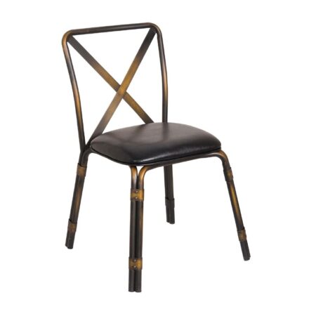 Bolero Antique Copper Steel Chairs with Black PU Seat (Pack of 4