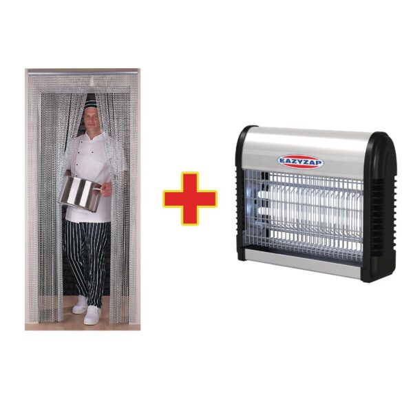 Special Offer - Eazyzap Chain Door Flyscreen  Flykiller Combo
